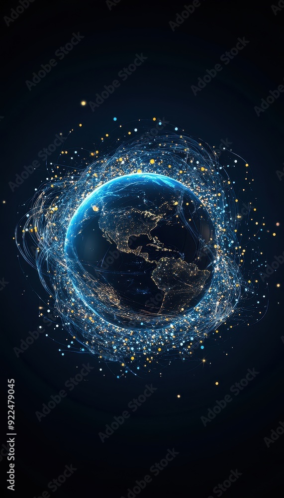 Leinwandbilder digital representation of the earth with interconnected dots and lines symbolizing global communicat