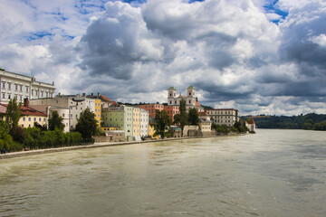 Passau-  Blick auf die Mündung von Inn und Donau