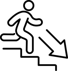 Downward movement icon. Linear style.