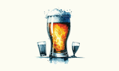 beer mug, free drink, watercolor mugs of beer, alcohol drinks, hand drawn, watercolor mugs of beer, watercolor beer mug