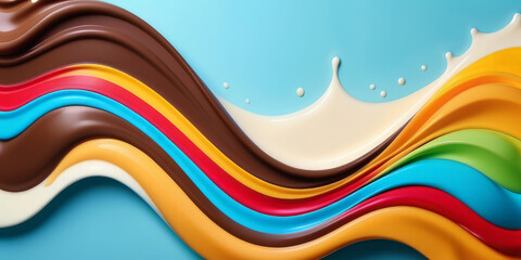 Fototapeta premium background waves of milk chocolate cream yogurt