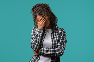 Not Interested disappointed african american woman declines offer, offended woman, facepalm