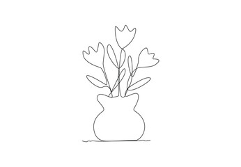 Flowers top continuous line drawing, vector single line illustration design of flowers top.