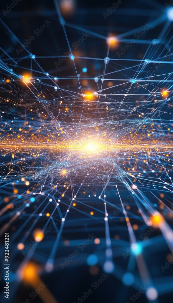 Aufkleber abstract digital network background with glowing nodes and connecting lines, representing technology
