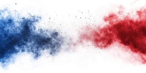 Obraz premium Patriotic Explosion of Colors: A Labor Day Celebration with Red, White, and Blue Dust Bursts on a Canvas of American Pride for Independence Day,single element,single object,material,vector material