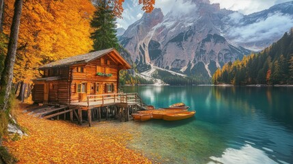 Fototapeta premium Autumnal Mountain Retreat