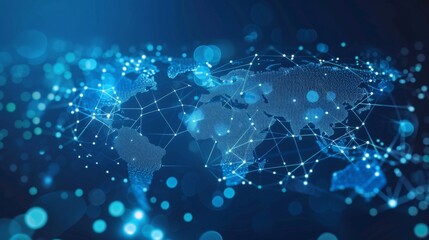 Global communication network overlay on a world map