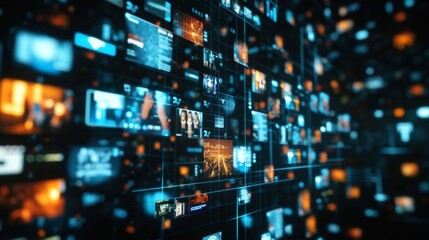 Computer screen with visual content related to social networking and global communication