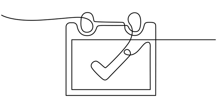 recommend clip art: calendar continuous line vector illustration, calendar continuous line drawing. One line art of calendar, memorable date, countdown, holiday, weekday and weekend, Loose-leaf calendar continuous line