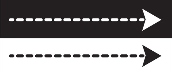 Obraz premium Simple dashed arrow icon on a white and black background.