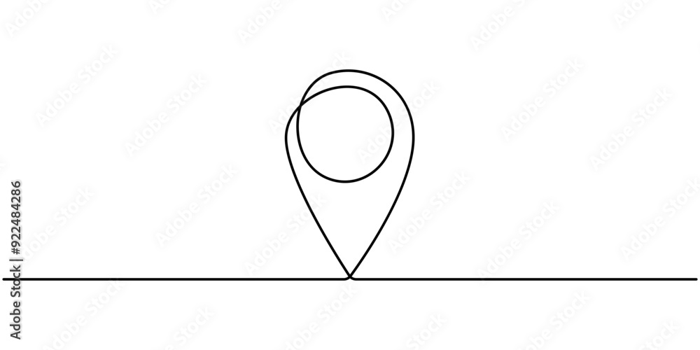 Poster continuous single line art drawing of route location concept pointers travel vector illustration, si
