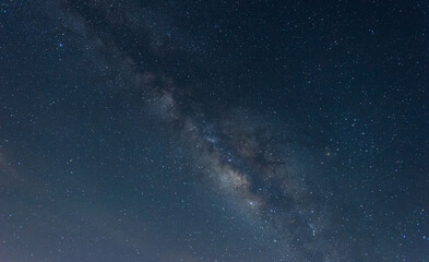 Fototapeta premium milky way and star on dark background.Universe filled with stars, nebula and galaxy with noise and grain.Photo by long exposure and select white balance.Dark night sky.