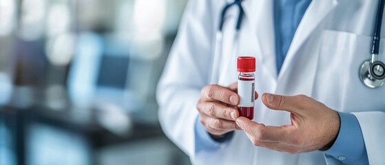 Doctor hand holding blood sample
