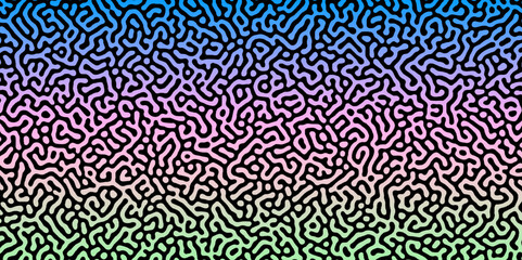 Abstract Turing organic wallpaper with background. Turing reaction diffusion monochrome seamless pattern with chaotic motion. Natural seamless line pattern. Linear design with biological shapes.