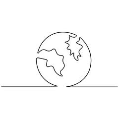 Earth  single line art, continuous one line drawing of  Isolated outline vector art 
