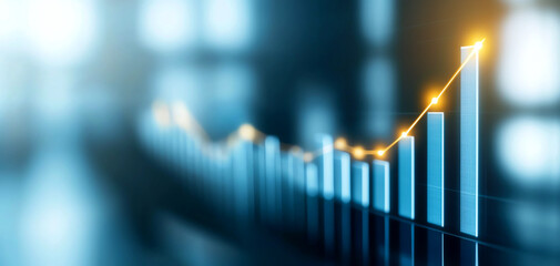 Modern graph visualizing financial growth with vibrant glowing elements against a blurred background.