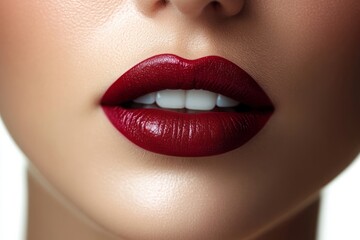 Fototapeta premium Elegant Close-up of a Woman Gracefully Applying Lipstick - A Study in Beauty and Confidence. Makeup Application HD Portrait.