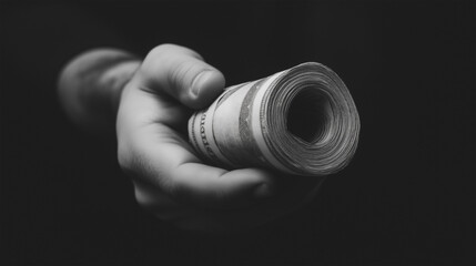 Hand Holding Rolled Cash