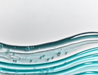 Transparent gel collagen liquid with small air boubles in a wave shape