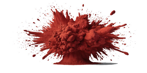 Image of colorful smoke plume in red hues against isolated on transparent background. 