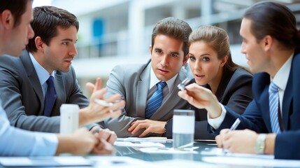 team of executives discussing their company's competitive advantage