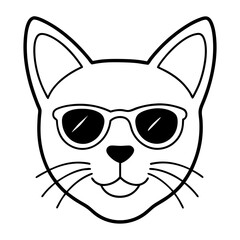 Cat head line art vector illustration