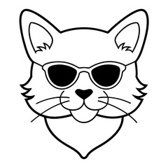 Cat head line art vector illustration
