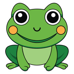 Obraz premium Cartoon Style Frog 2D Drawing Icon Vector Design on White Background