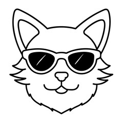Obraz premium Cat head line art vector illustration