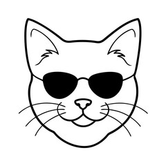 Cat head line art vector illustration