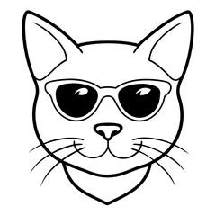 Cat head line art vector illustration