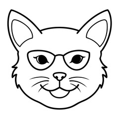 Cat head line art vector illustration