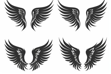 Obraz premium Wings flat icon, angel wings emblem, bird feathers minimal silhouette, pigeon sign, spirituality symbol