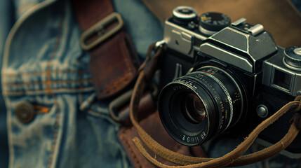 close-up of a vintage camera