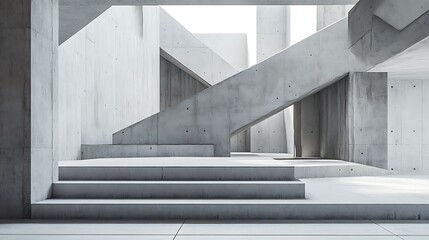 Fototapeta premium Concrete Staircase in a Modern Architectural Structure