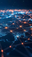 A digital map of the world with glowing connections between cities, representing global connectivity and data transfer across national borders