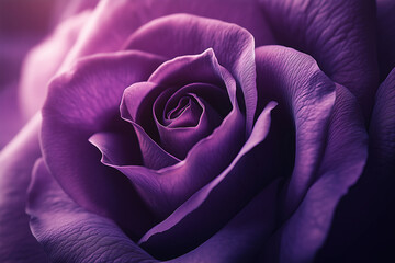 Macro Shot of a Purple Rose, Detailed Petals and Soft Lighting in Ultra-Realistic Style