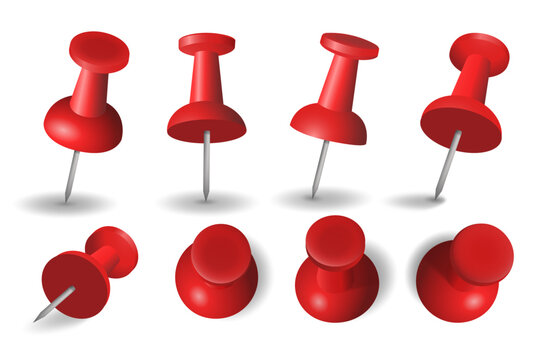red colored pin realistic sharp for pinning board or corkboard