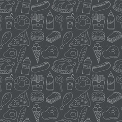 Fast food pattern. fast food background