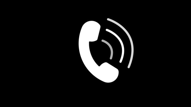 Smart phone call ring icon animation with isolated black background.