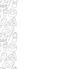 Fast food frame. Doodle fast food background