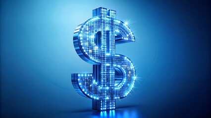 Obraz premium Digital Dollar Sign on Blue Background - Technology Concept Image