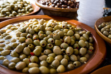 fresh olives at a market