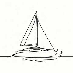  sailboat silhouette thin lines flat 