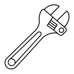 Adjustable wrench art vector illustration