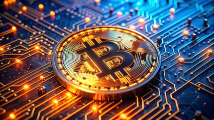Bitcoin Blockchain Cryptocurrency Digital Encryption and Technology Background