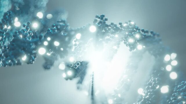 DNA molecule double helix chain glowing and rotating. Concept of biotechnology science, future medicine, pharmacy