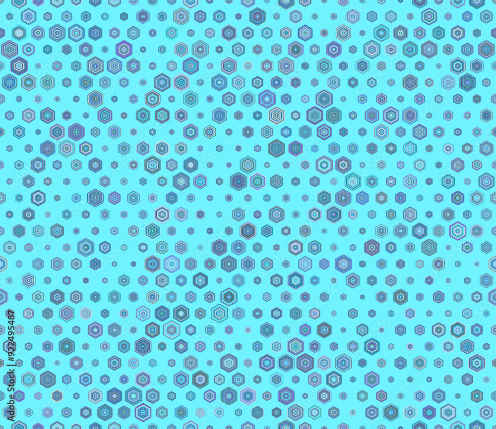 Poster abstract pattern of hexagon shapes. multicolored geometric elements of varied size. rounded stacked 