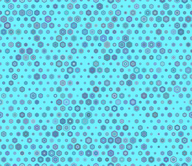 Abstract pattern of hexagon shapes. Multicolored geometric elements of varied size. Rounded stacked hexagons mosaic pattern. Hexagon shapes. Tileable pattern. Seamless vector illustration.