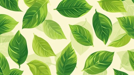 Fototapeta premium Green leaves pattern